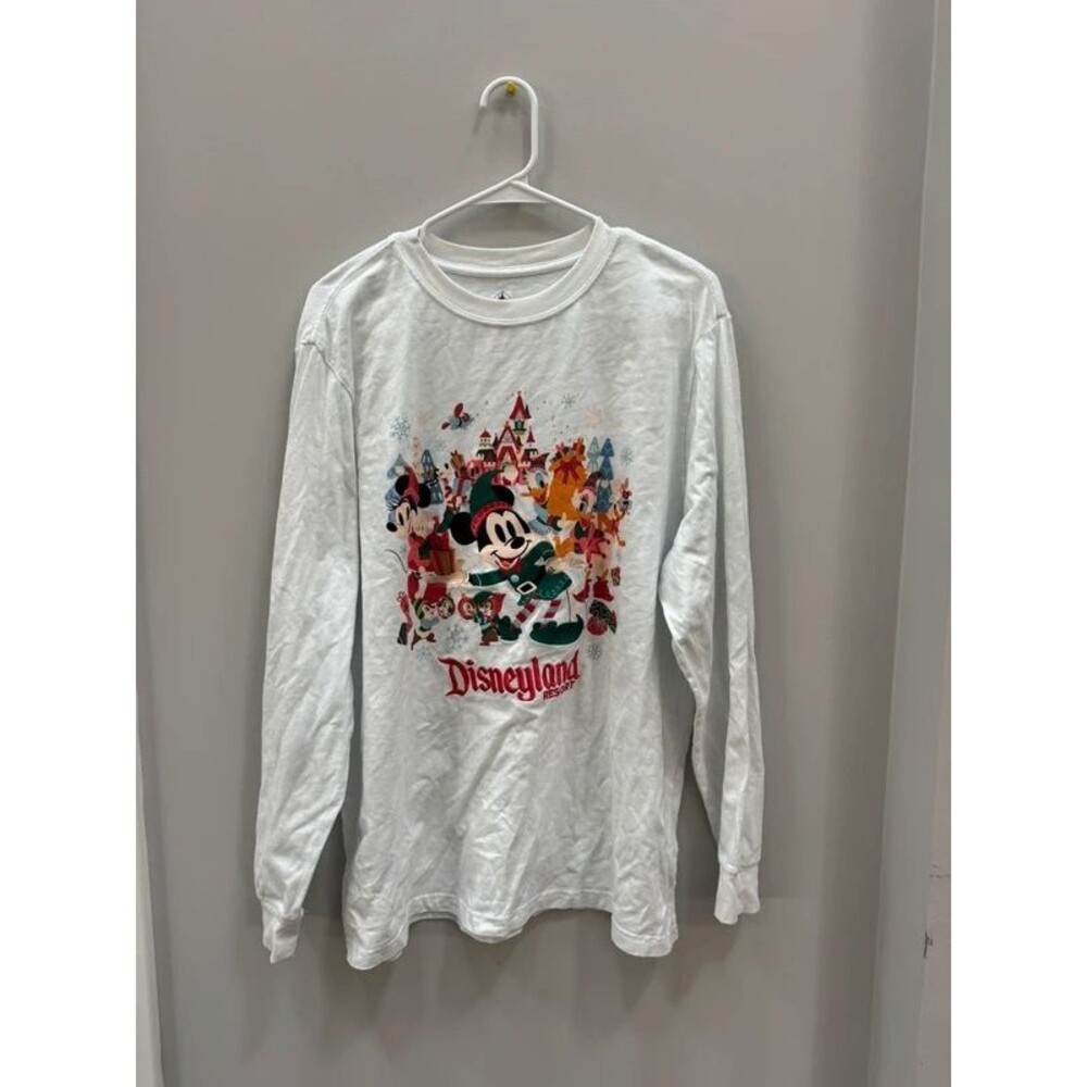 Disneyland Long Sleeve White Shirt Christmas Embroidered Large
